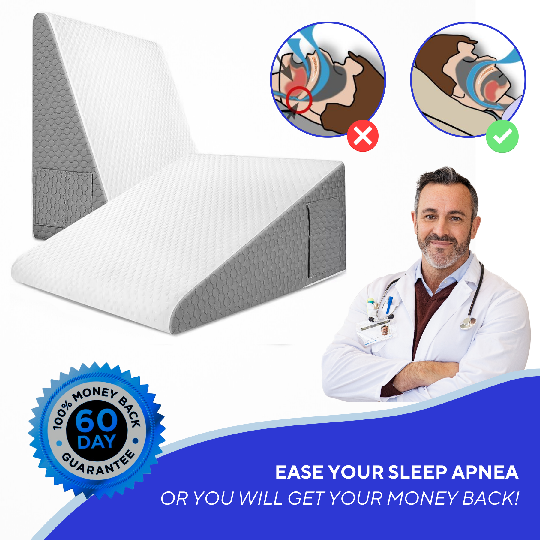 Luna Wedge Pillow for Sleep Apnea maxiBREATH